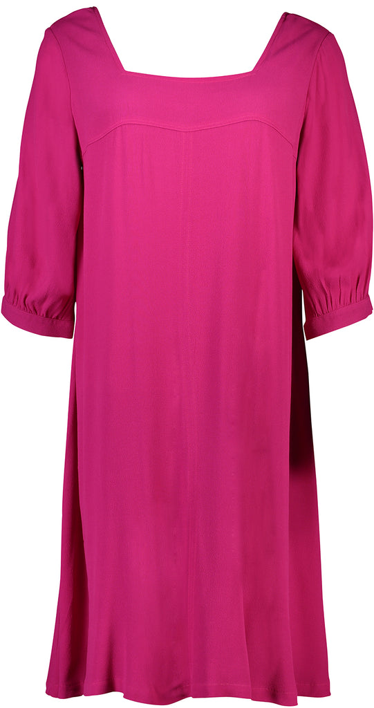 Square neck flared viscose dress in bright pink Citizen Women