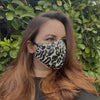 Claire wears Animal Print Face Mask with two black cotton inners