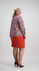 Woman wears orange double layered pencil skirt with invisible zip Citizen Women 