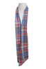 Long Blue, grey, red check reversible cotton scarf, Citizen Women