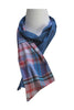 Reversible Blue and check scarf loosely wrapped around neck, Citizen Women