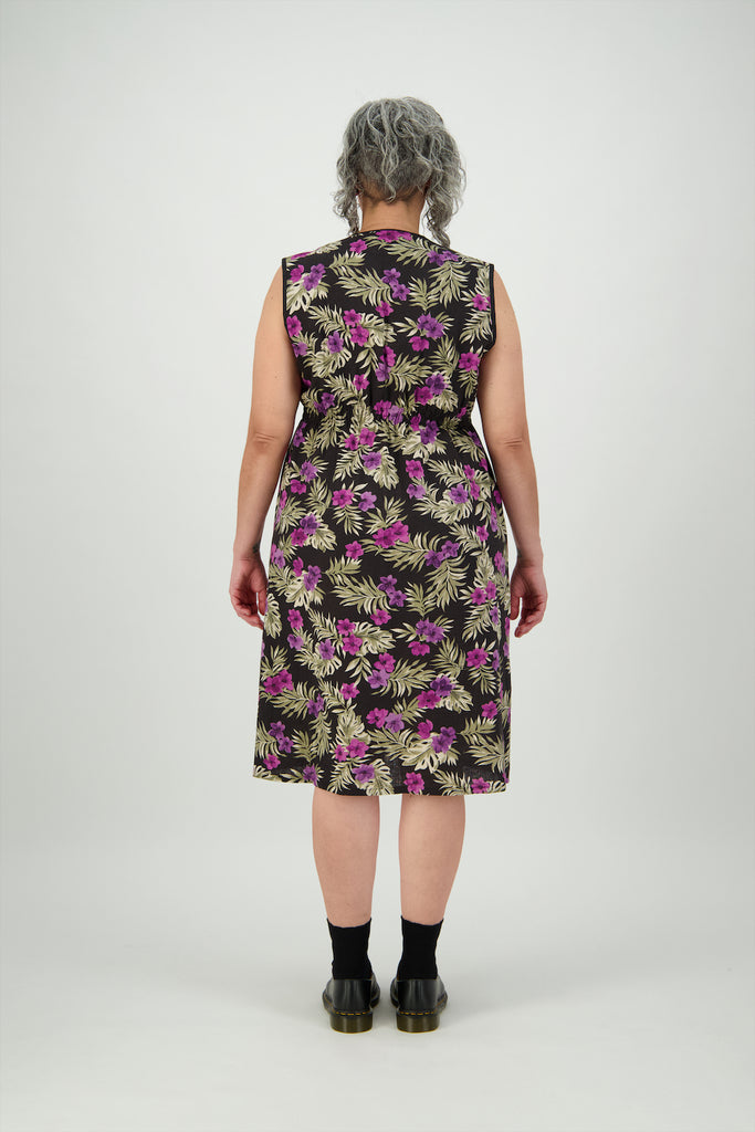 Back view, woman wears floral sleeveless dress Citizen Women