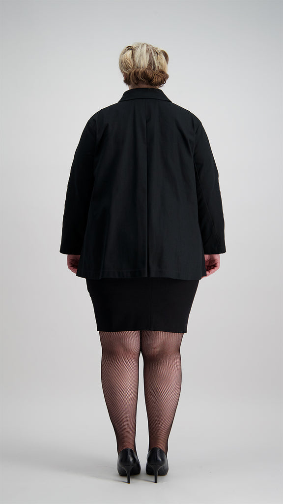 Back view of woman wearing jacket with back inverted pleat, Citizen Women