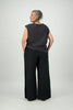 Back view high rise, full length leg, black 100% linen pants Citizen Women