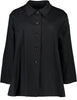 Front view black denim swing jacket with collar and five buttons, Citizen Women