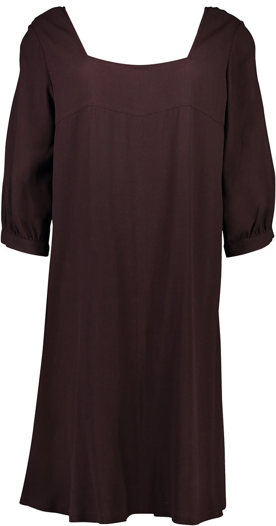 Chocolate coloured Square neck tunic dress with flared skirt Citizen Women
