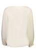 Back view translucent cream 100% silk shirt long sleeves with corozo nut buttons on cuff Citizen Women 