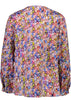 Back view long sleeve top cotton fabric print red, yellow, blue and pink jewel shapes Citizen Women 