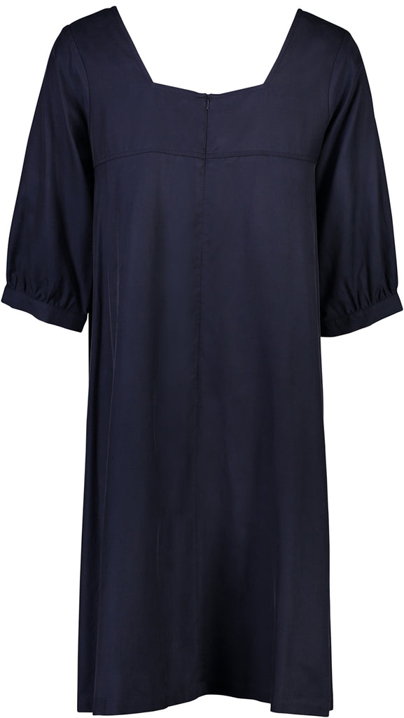 Back view Navy Square neck dress with invisible zip Citizen Women